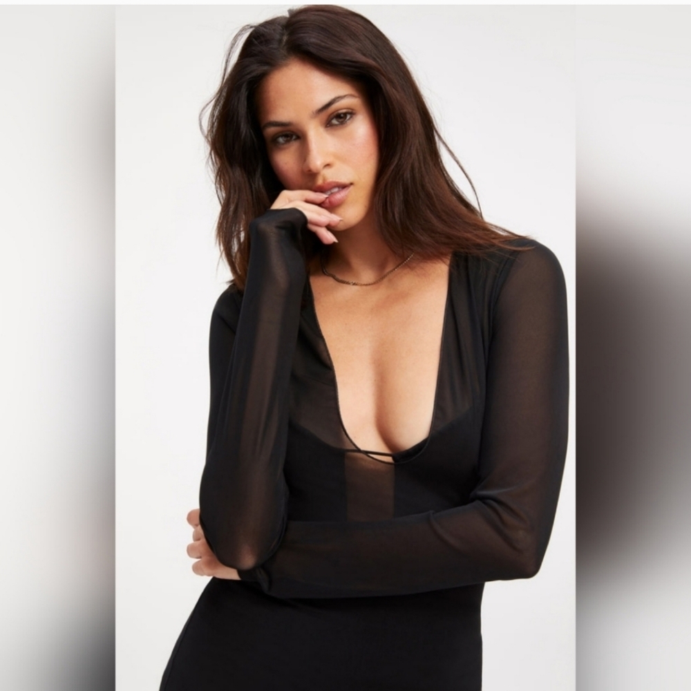 Good American size 3 Sheer mesh midaxi dress